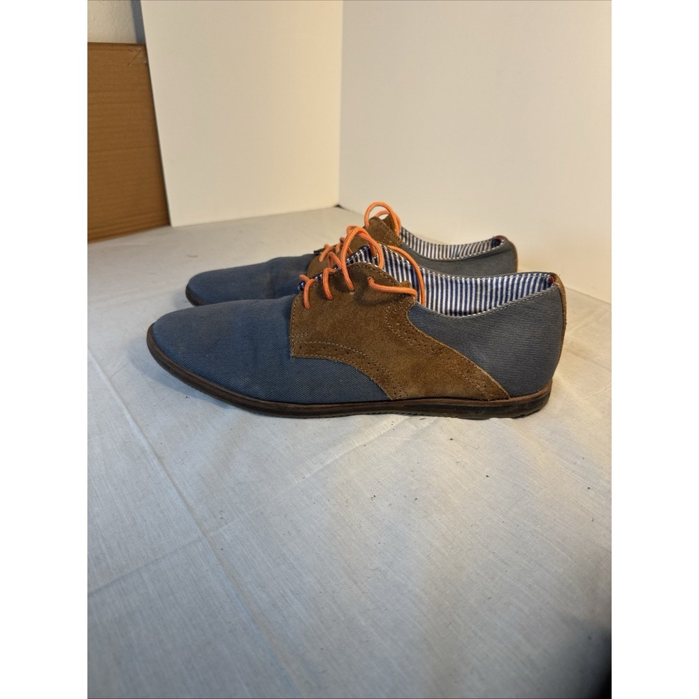 Ben Sherman Men's Oxford Shoes Size 11 Blue Brown Leather Denim Dress Casual